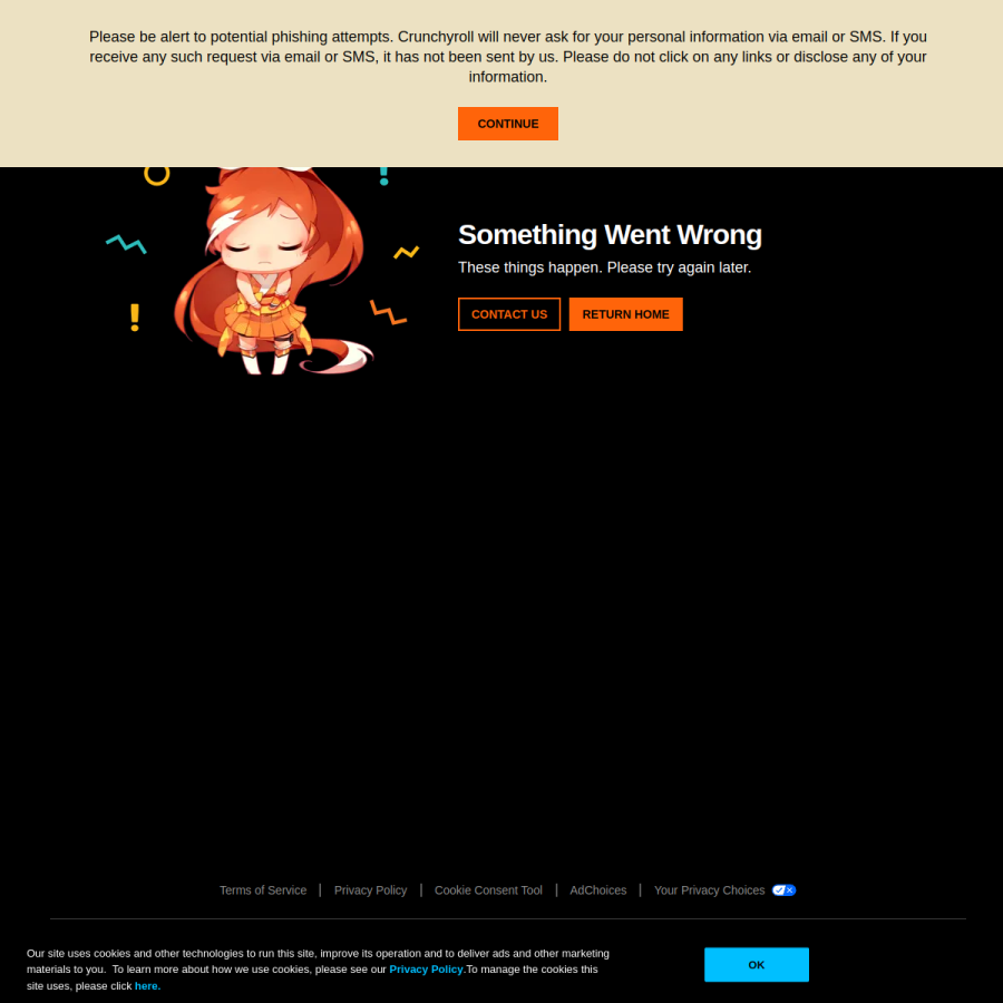 crunchyroll.com homepage screenshot