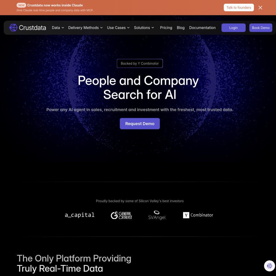 crustdata.com homepage screenshot
