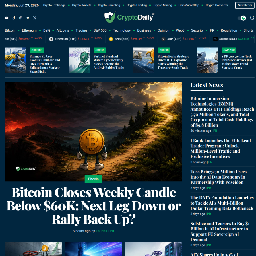 cryptodaily.co.uk homepage screenshot