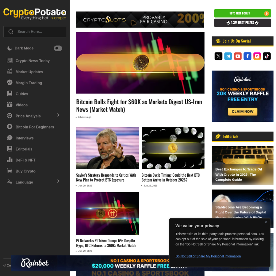cryptopotato.com homepage screenshot