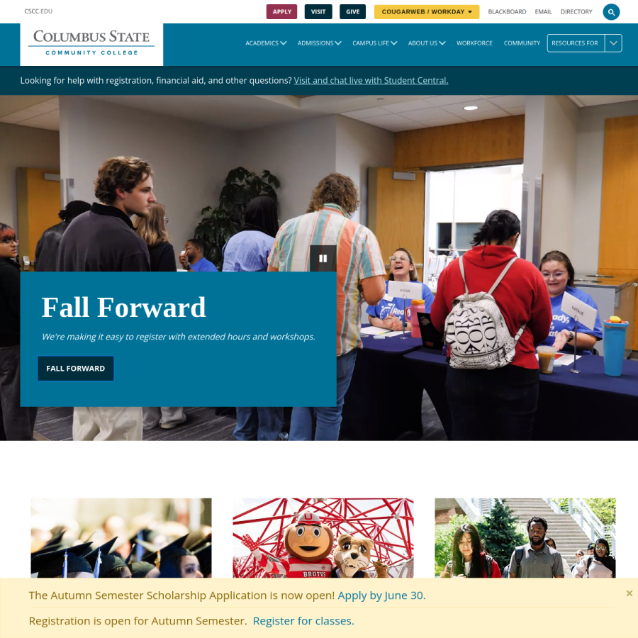 cscc.edu homepage screenshot