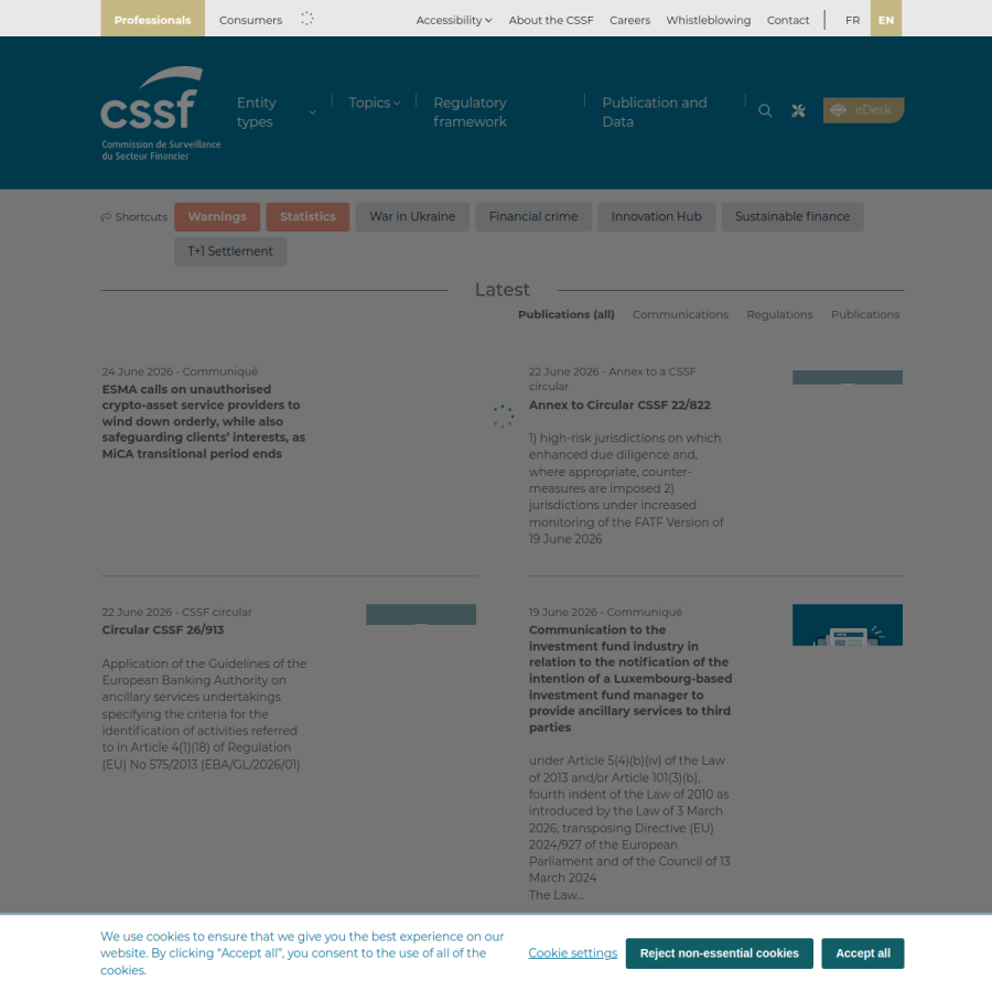 cssf.lu homepage screenshot