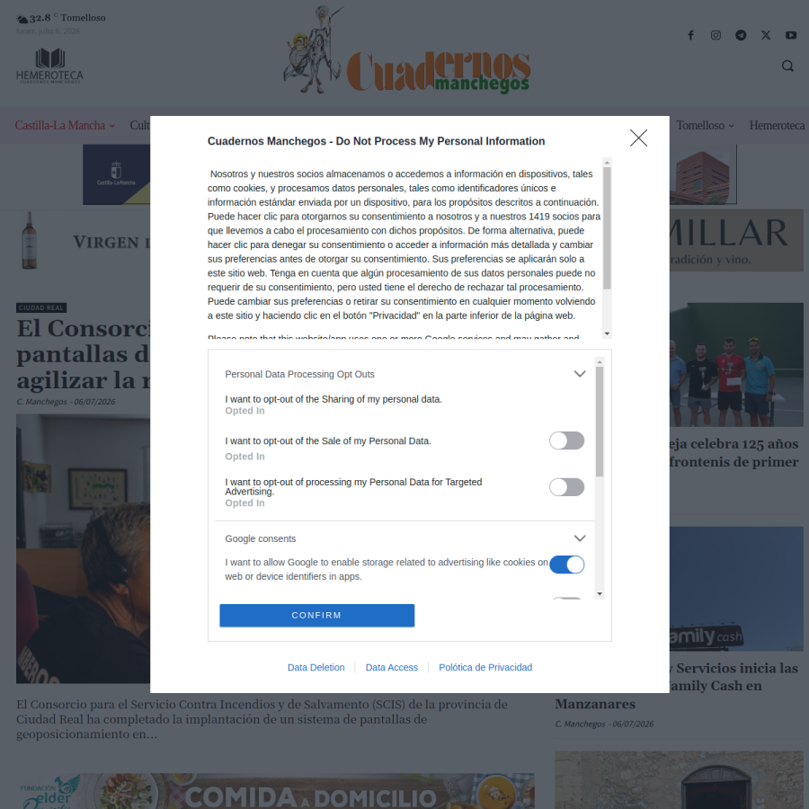 cuadernosmanchegos.com homepage screenshot