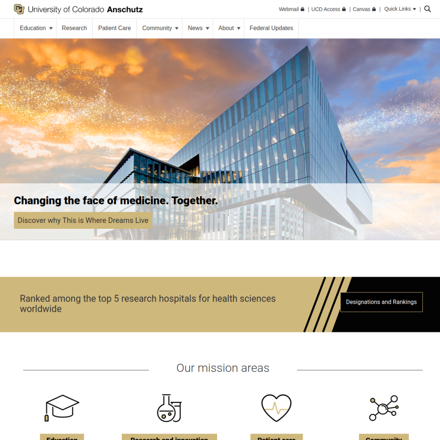 cuanschutz.edu homepage screenshot
