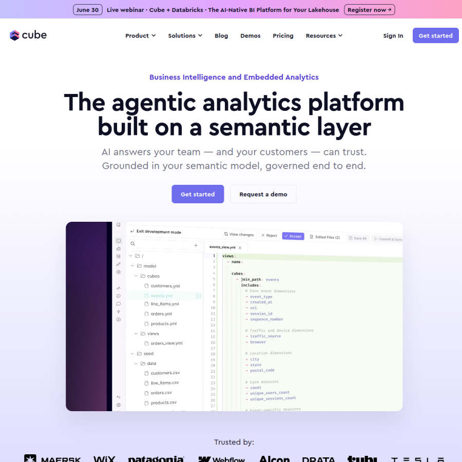 cube.dev homepage screenshot