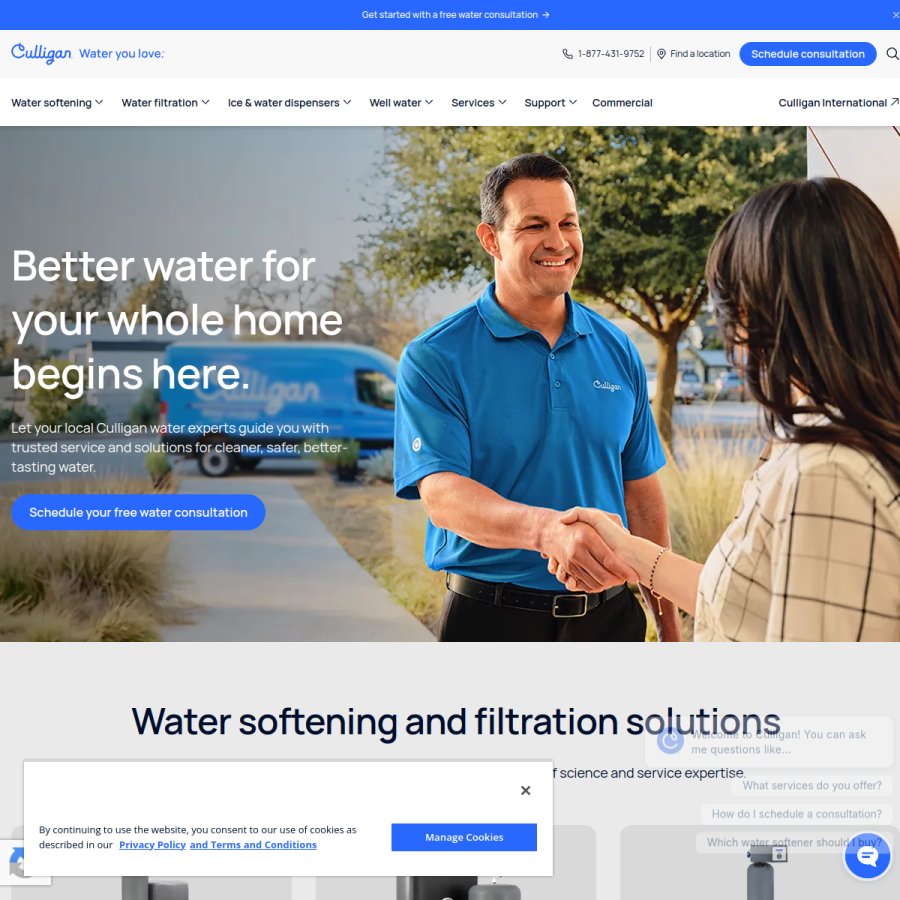 culligan.com homepage screenshot