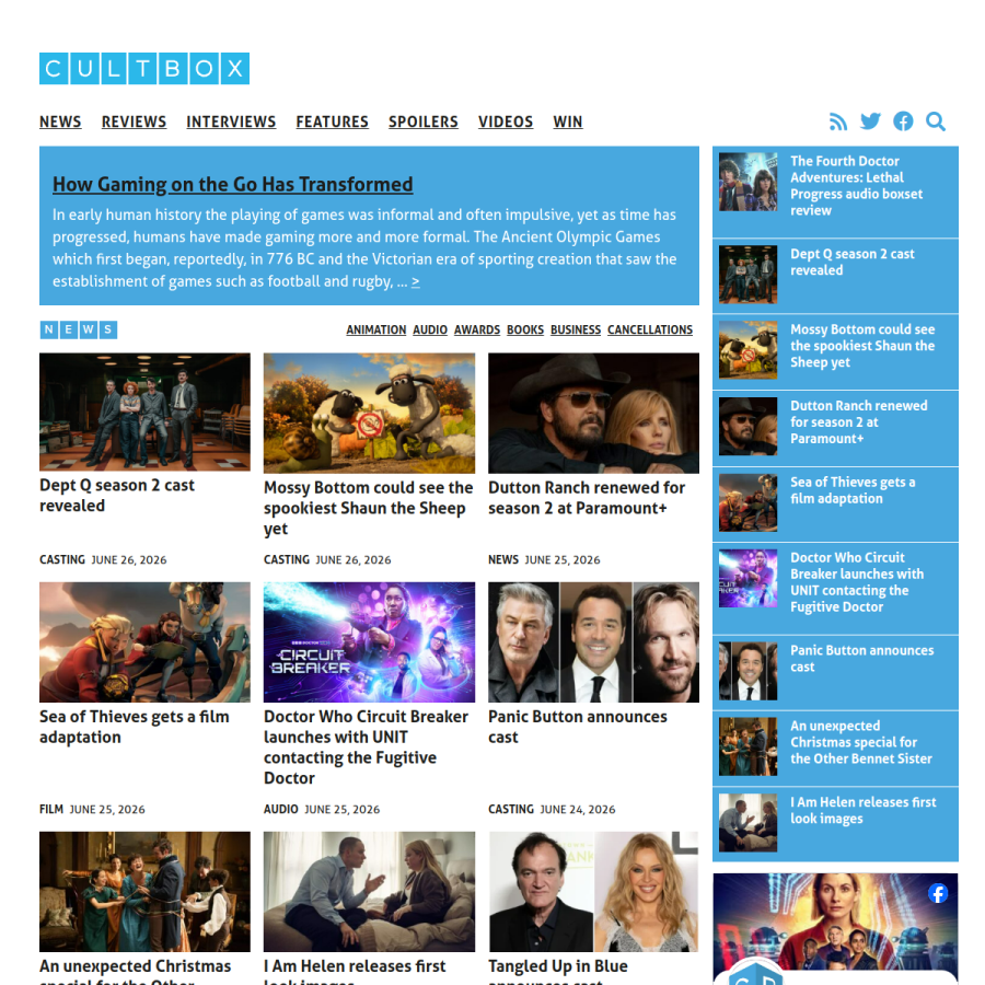 cultbox.co.uk homepage screenshot