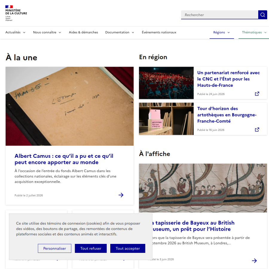 culture.gouv.fr homepage screenshot