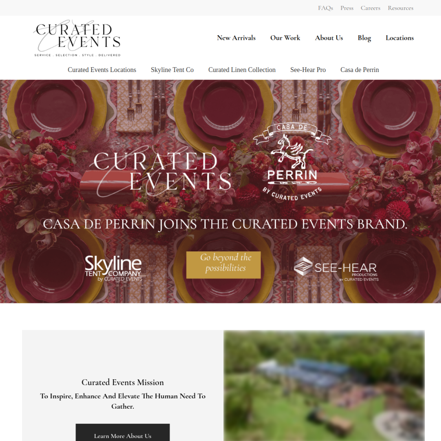 curatedevents.com homepage screenshot
