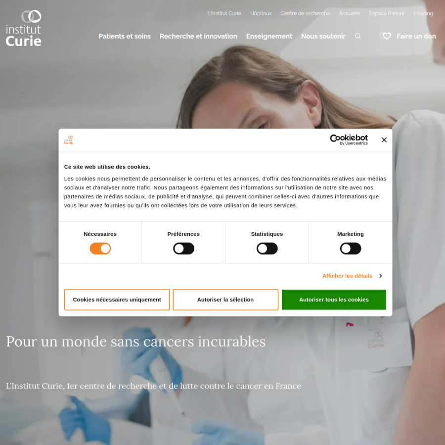 curie.fr homepage screenshot