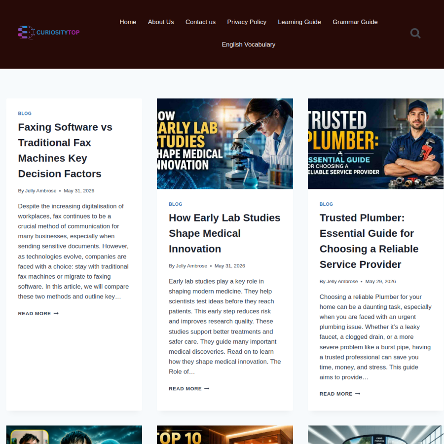 curiositytop.com homepage screenshot