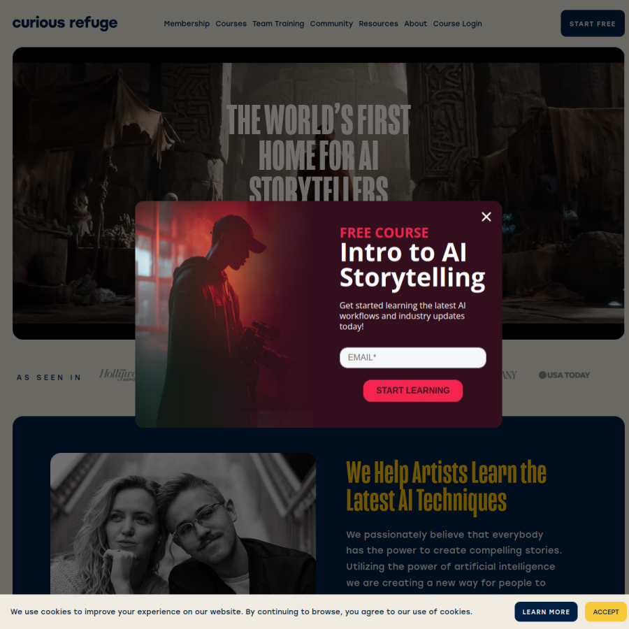 curiousrefuge.com homepage screenshot