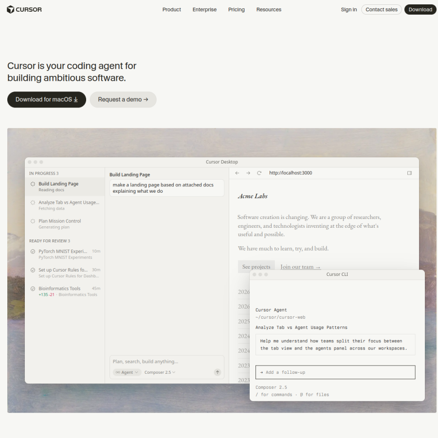 cursor.com homepage screenshot