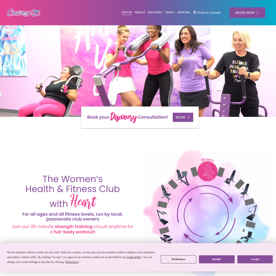 curves.com homepage screenshot