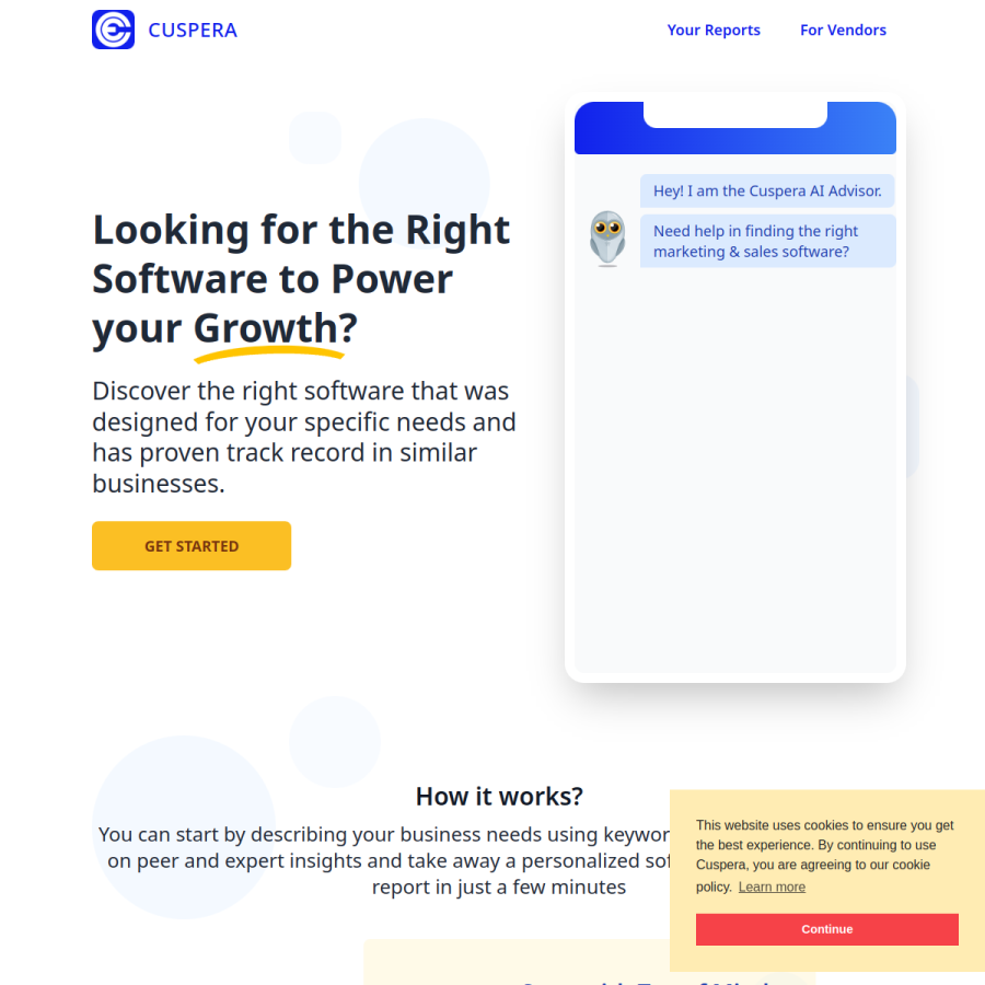 cuspera.com homepage screenshot