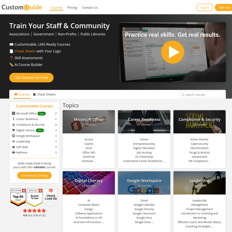 customguide.com homepage screenshot