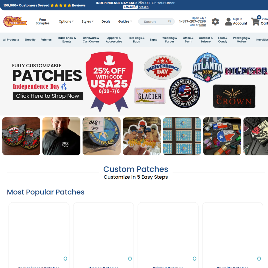 custompatchfactory.com homepage screenshot