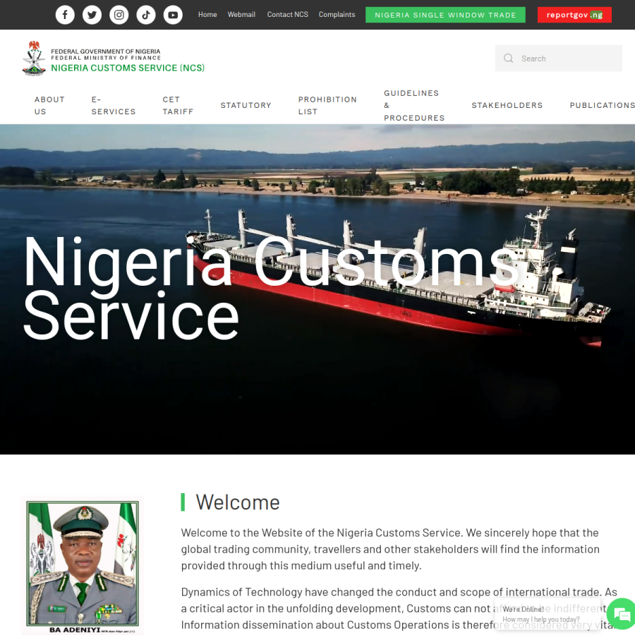 customs.gov.ng homepage screenshot