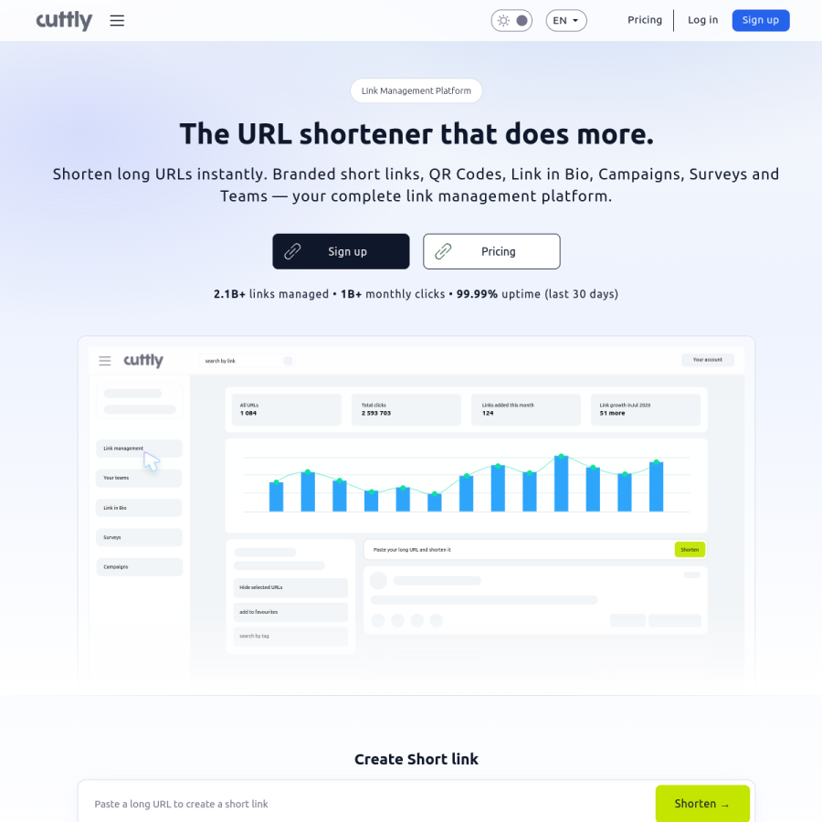 cutt.ly homepage screenshot