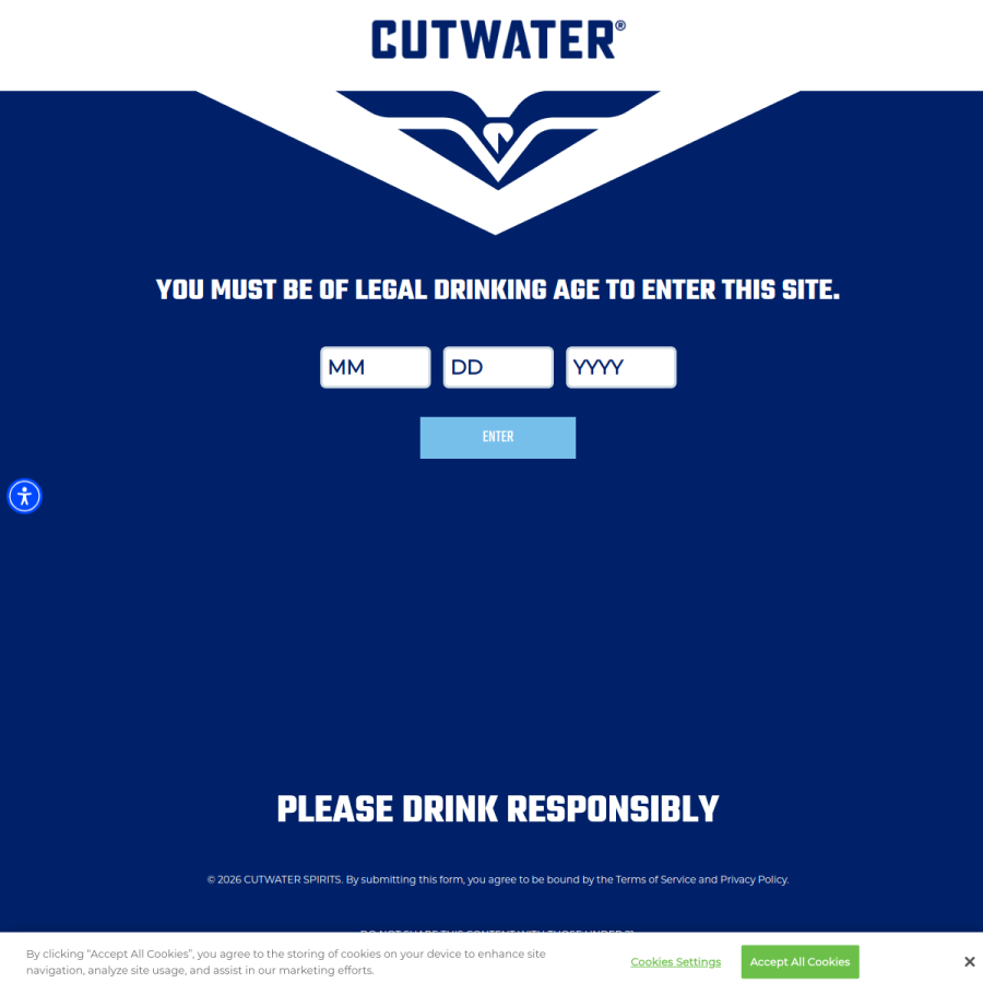 cutwaterspirits.com homepage screenshot