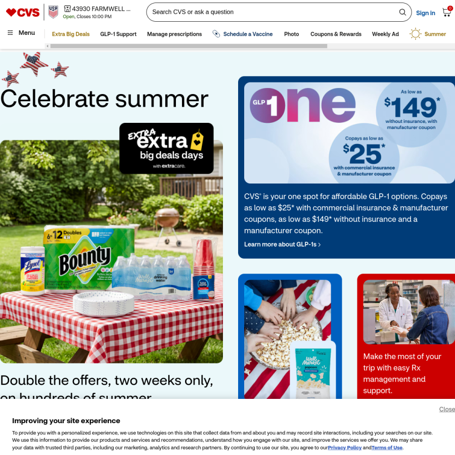 cvs.com homepage screenshot