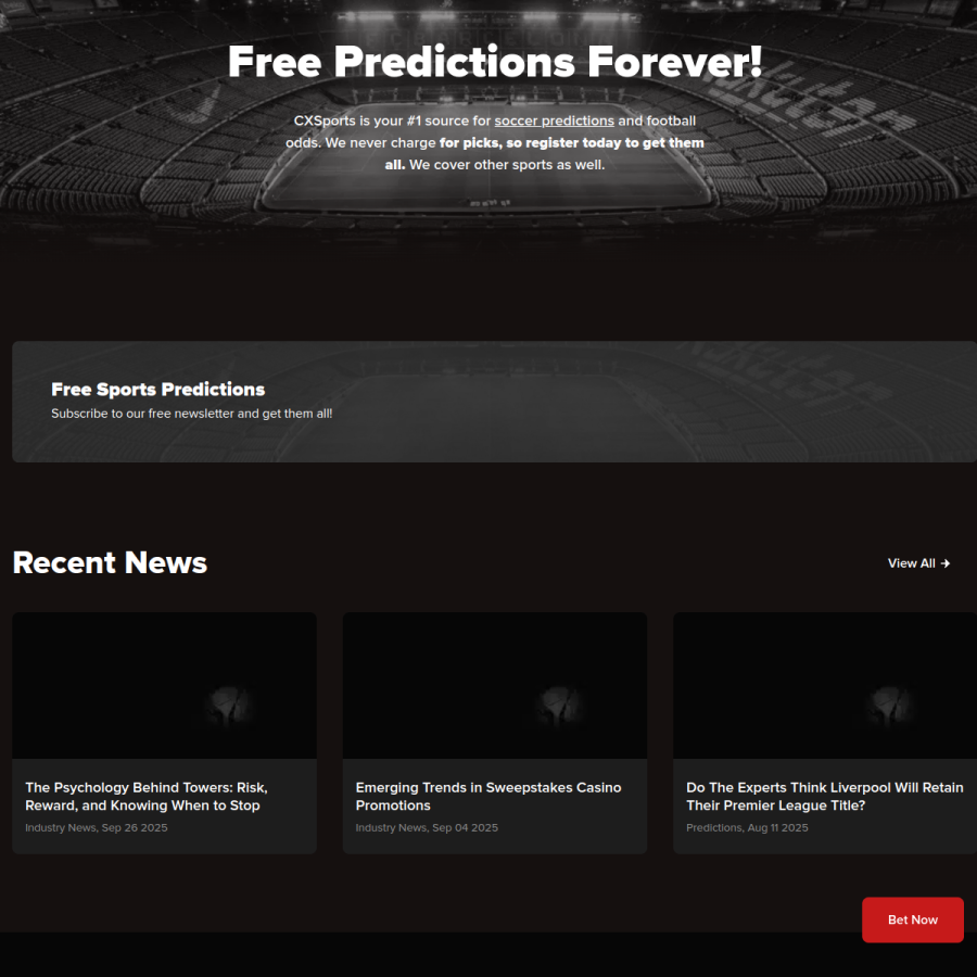 cxsports.io homepage screenshot