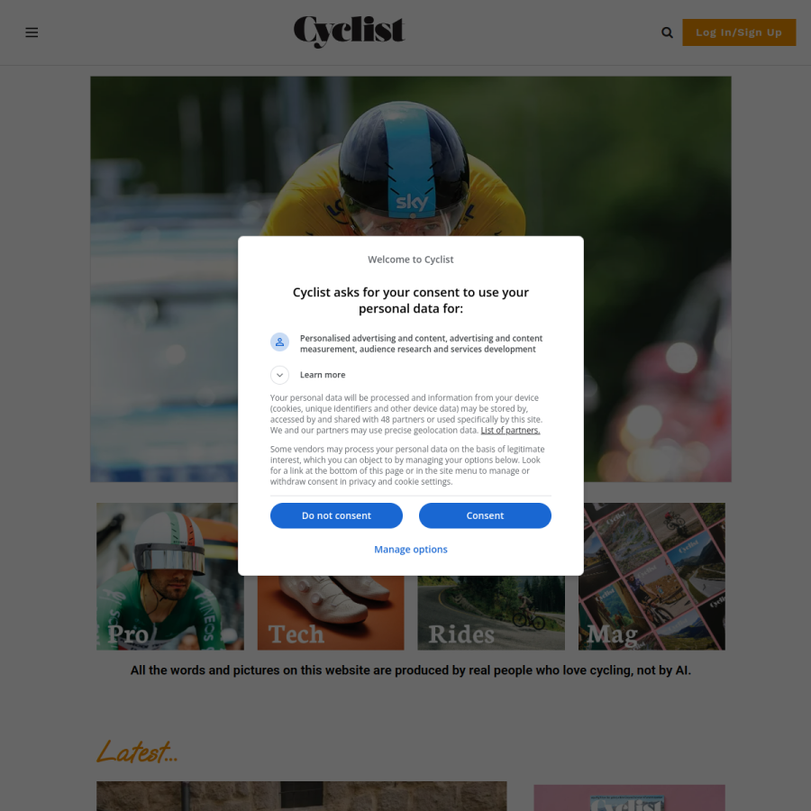 cyclist.co.uk homepage screenshot