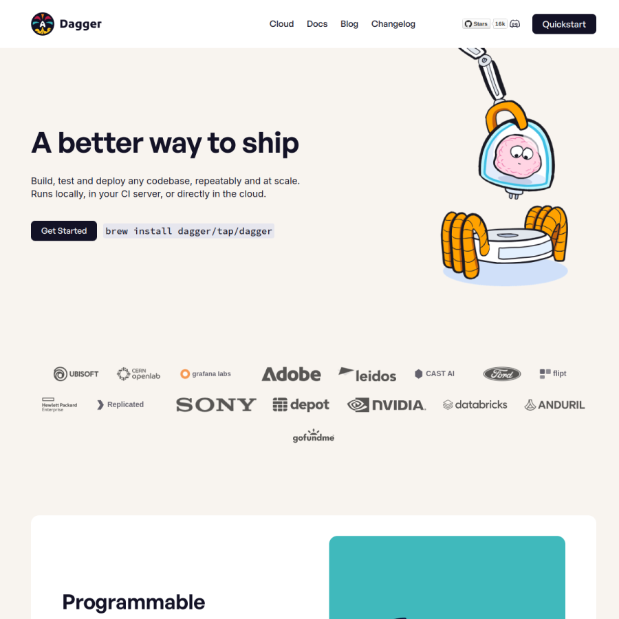 dagger.io homepage screenshot