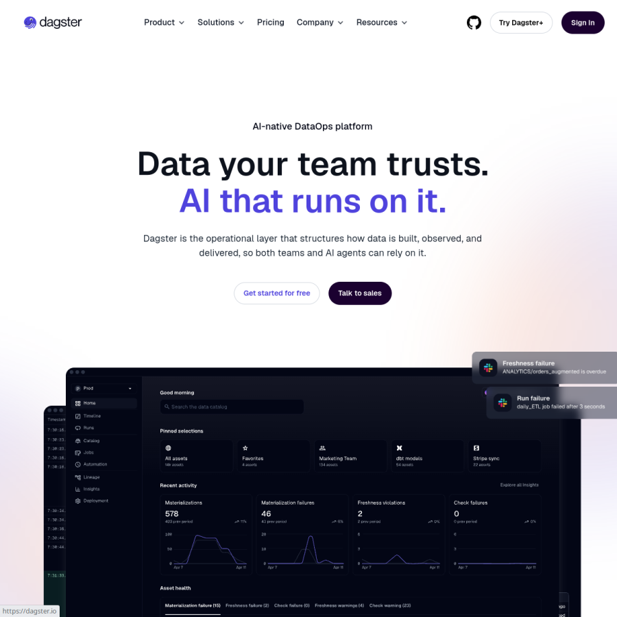 dagster.io homepage screenshot