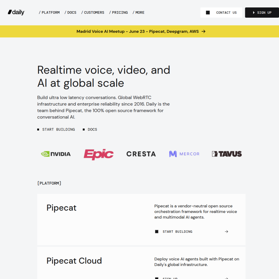 daily.co homepage screenshot