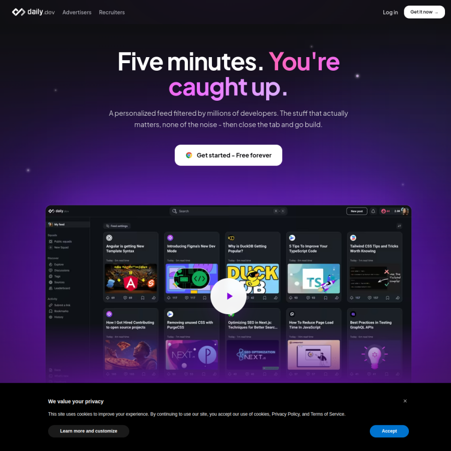 daily.dev homepage screenshot