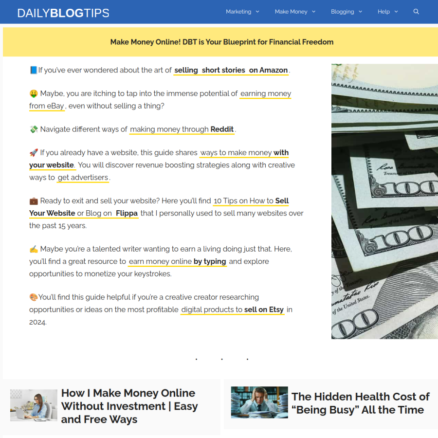 dailyblogtips.com homepage screenshot
