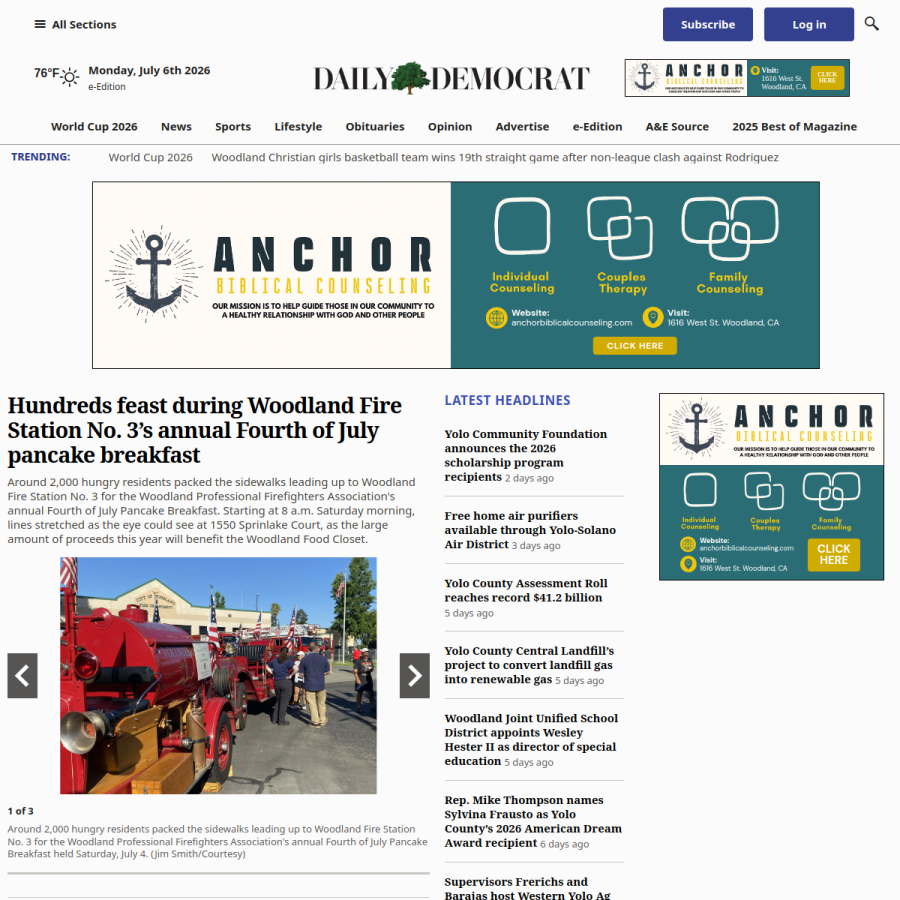 dailydemocrat.com homepage screenshot