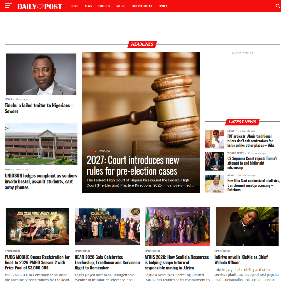 dailypost.ng homepage screenshot