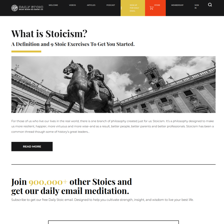dailystoic.com homepage screenshot
