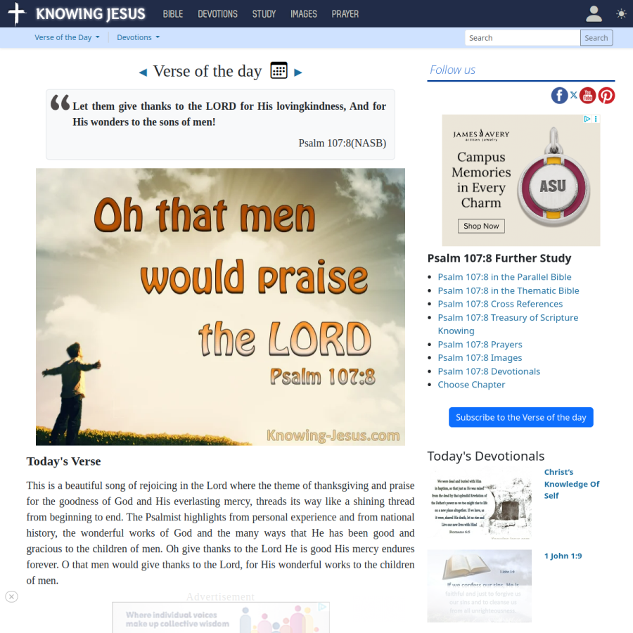 dailyverse.knowing-jesus.com homepage screenshot