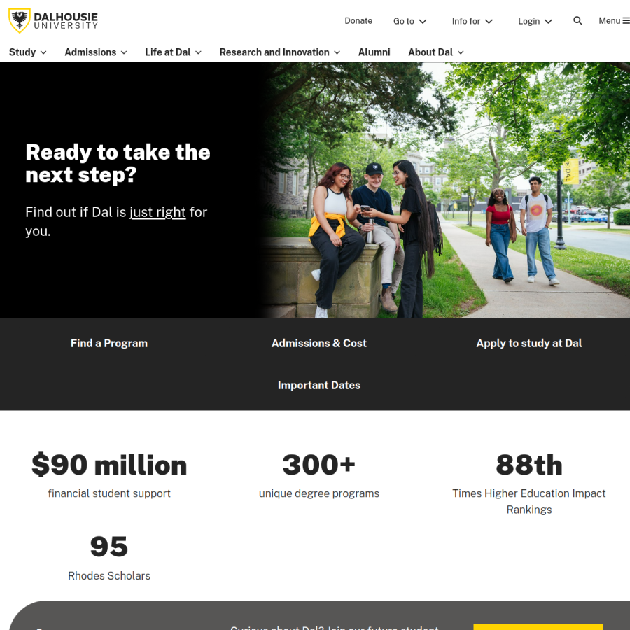 dal.ca homepage screenshot