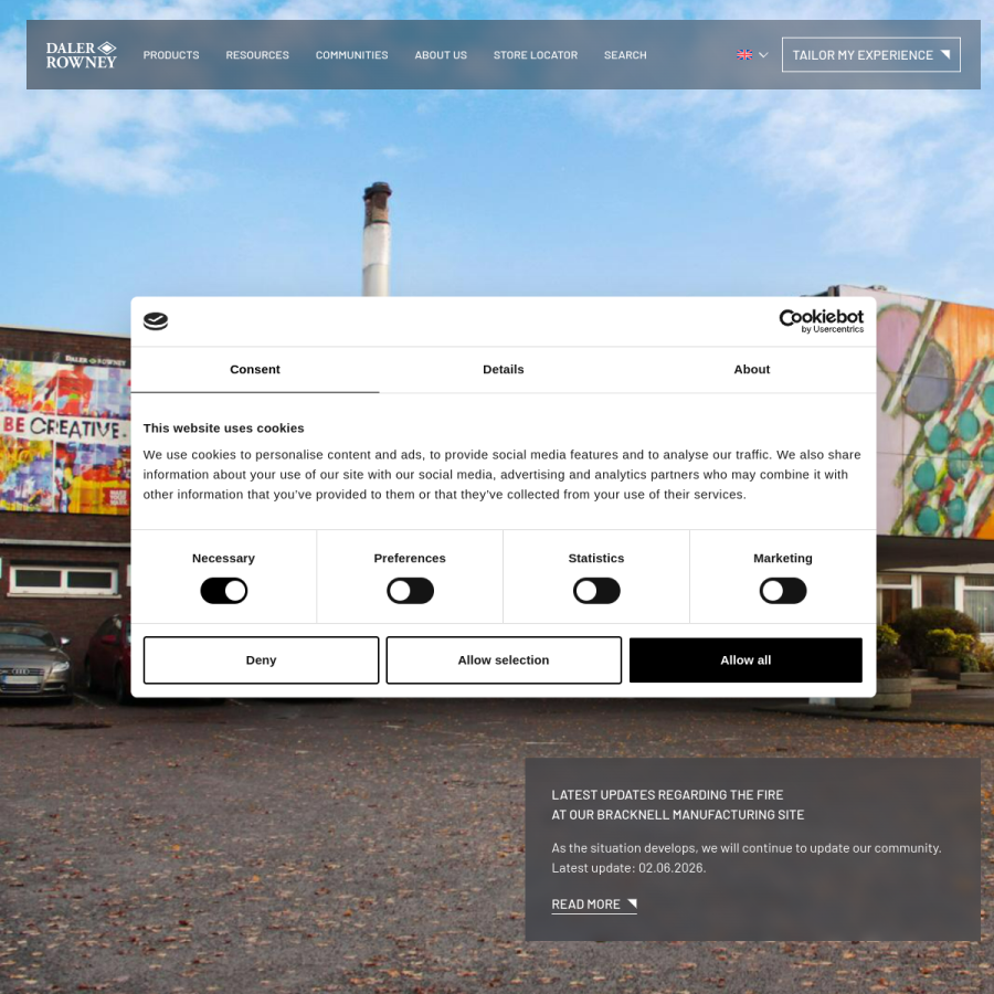 daler-rowney.com homepage screenshot