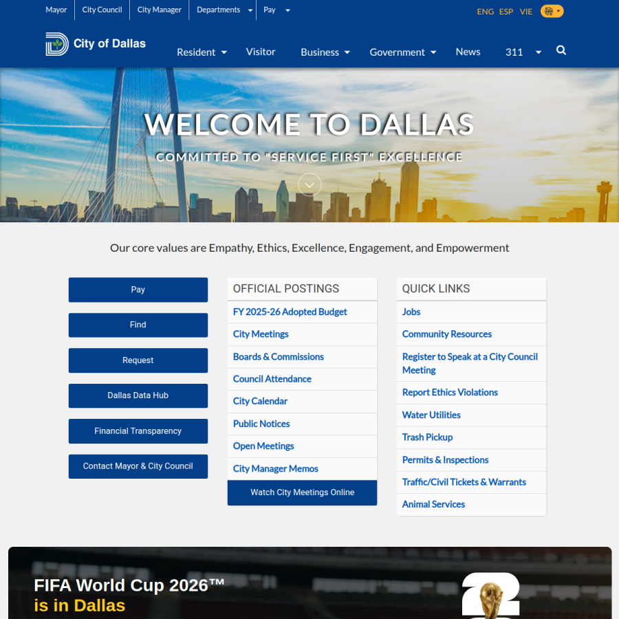 dallascityhall.com homepage screenshot