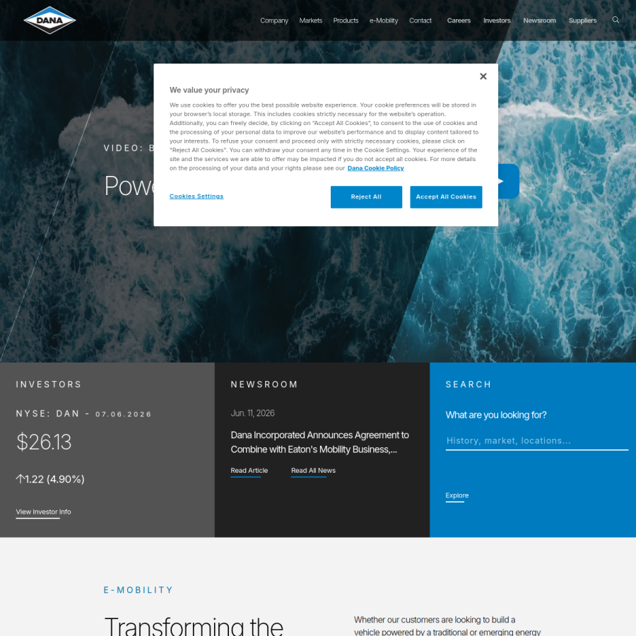 dana.com homepage screenshot