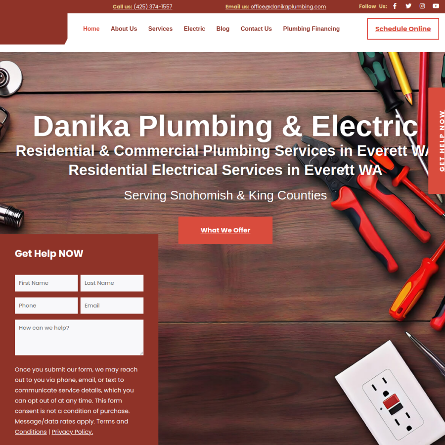 danikaplumbing.com homepage screenshot