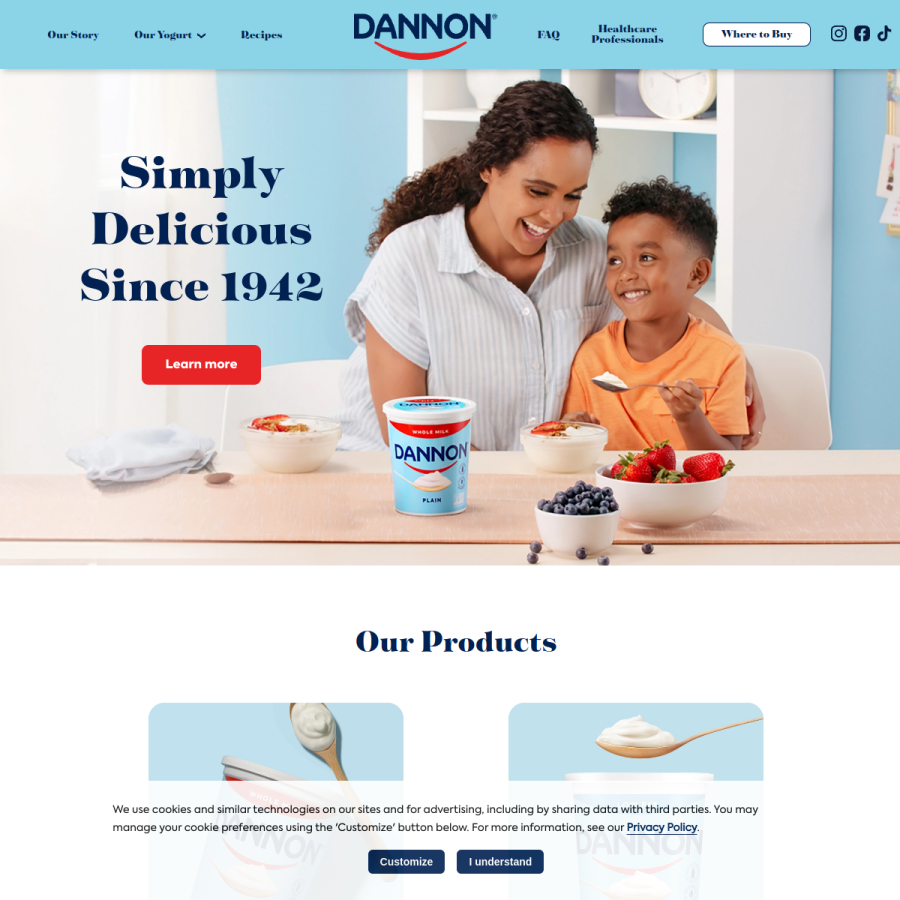 dannon.com homepage screenshot