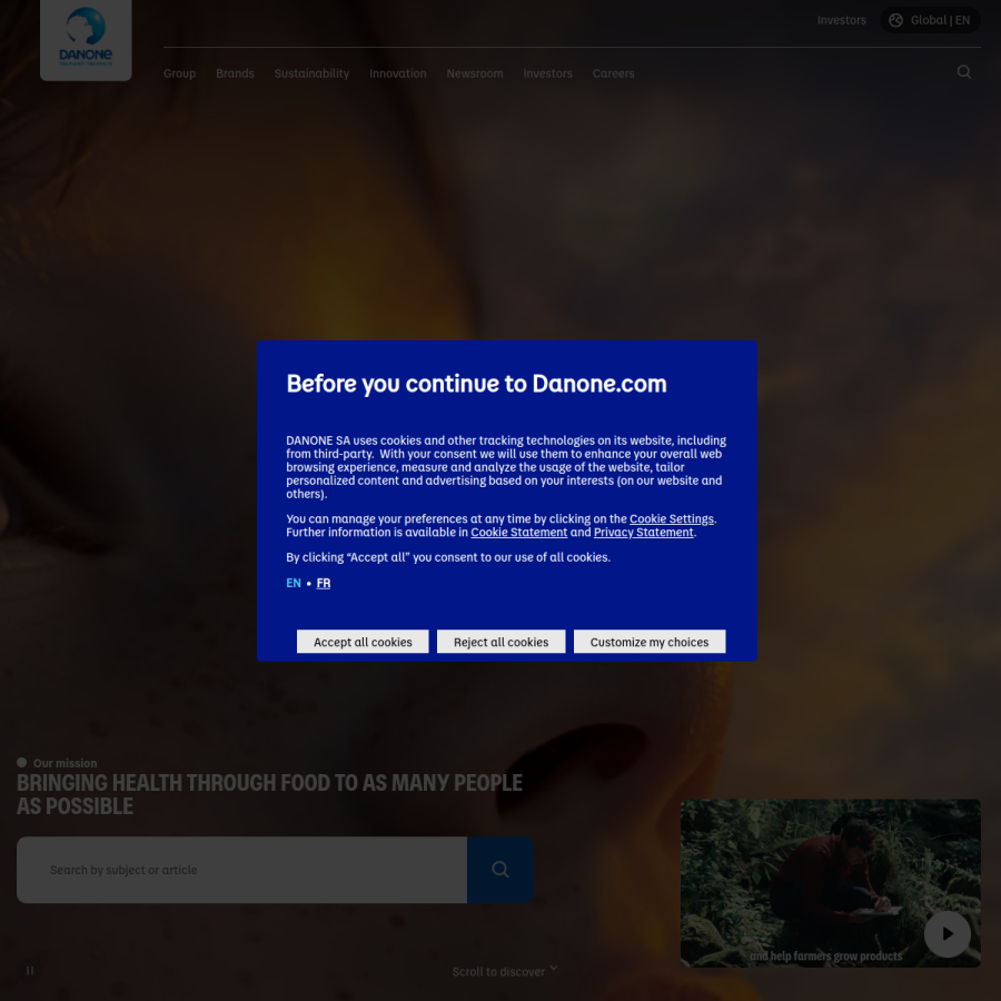 danone.com homepage screenshot