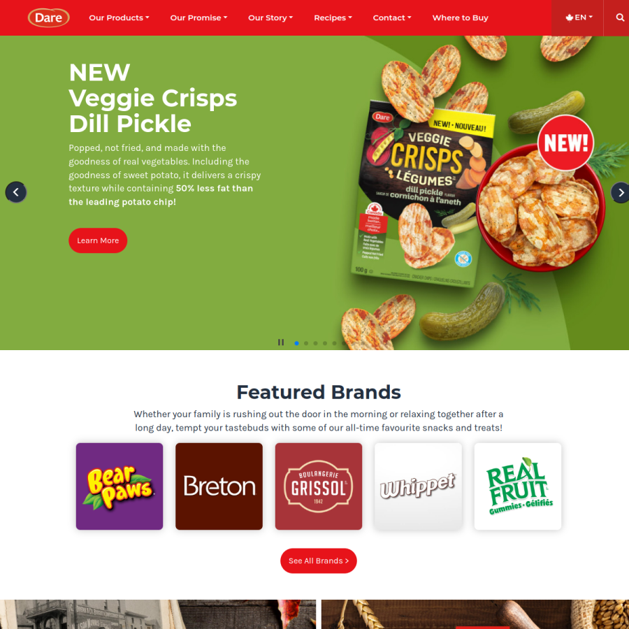 darefoods.com homepage screenshot