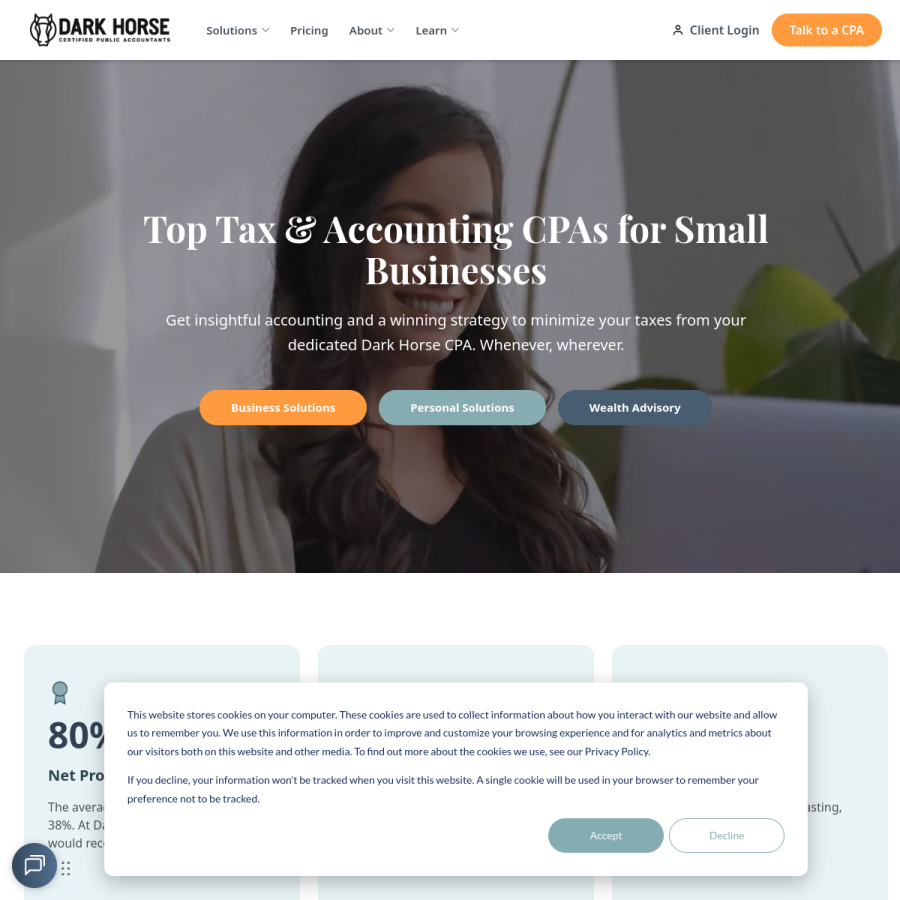 darkhorse.cpa homepage screenshot
