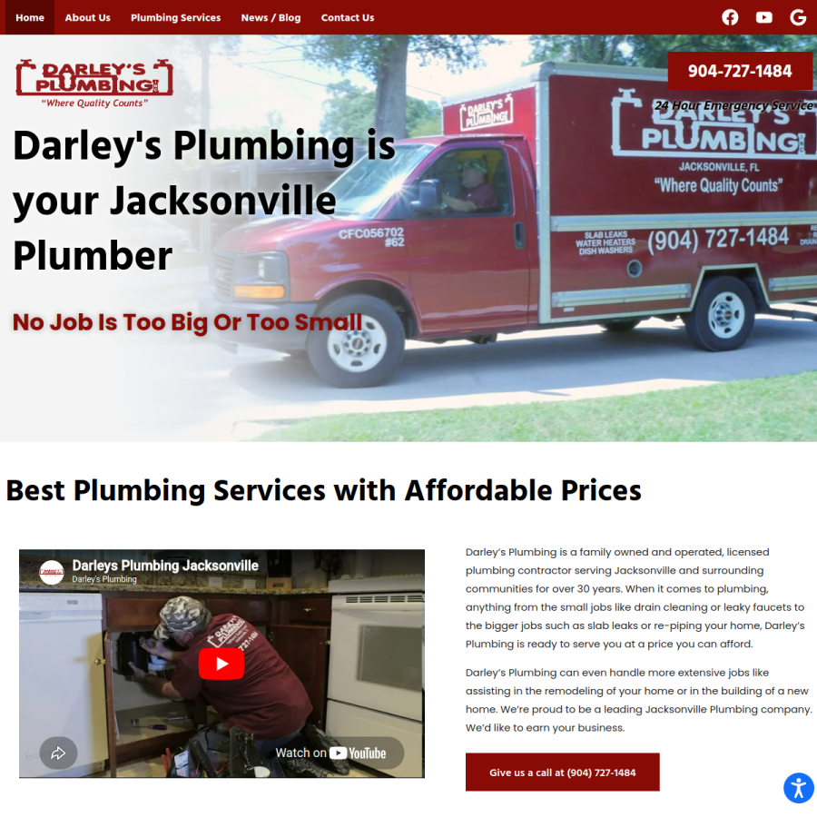 darleysplumbing.com homepage screenshot
