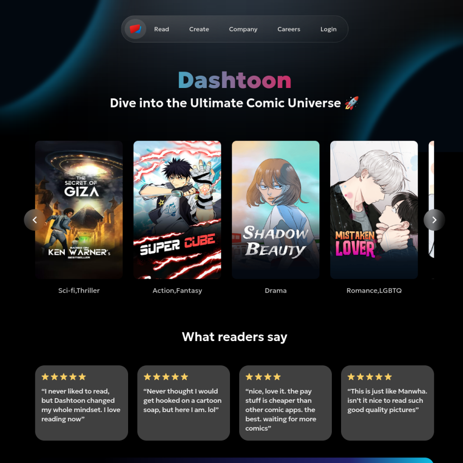 dashtoon.com homepage screenshot