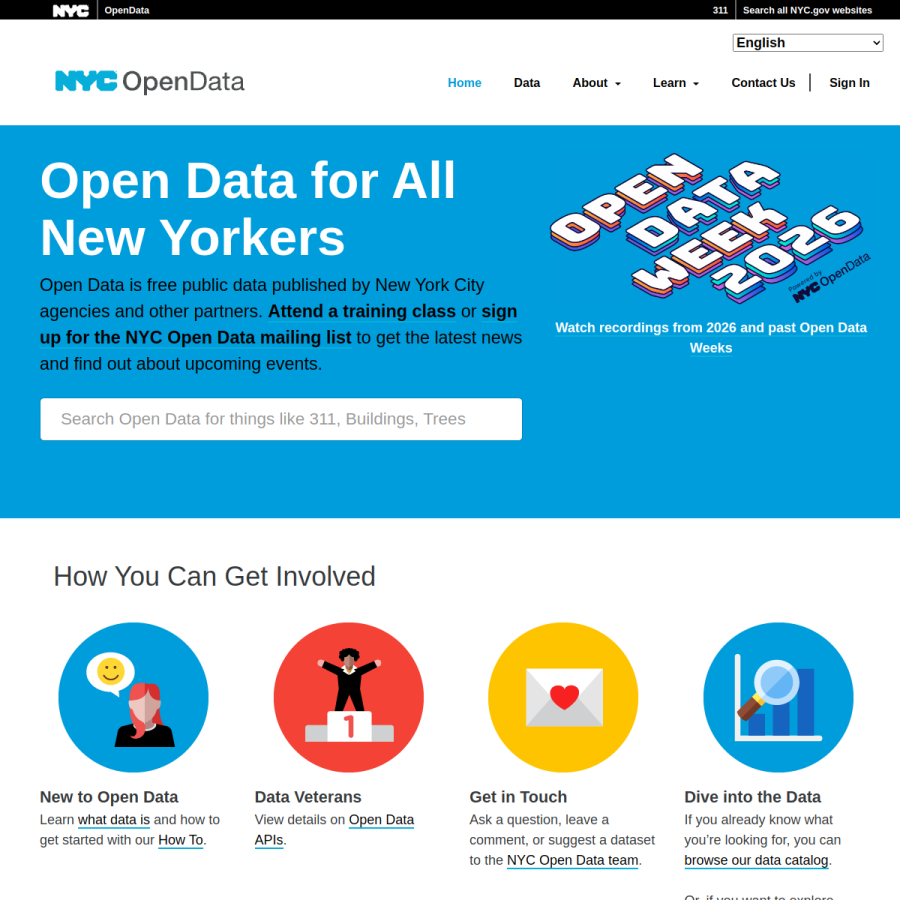 data.cityofnewyork.us homepage screenshot