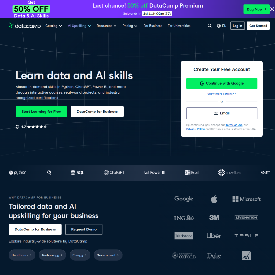 datacamp.com homepage screenshot