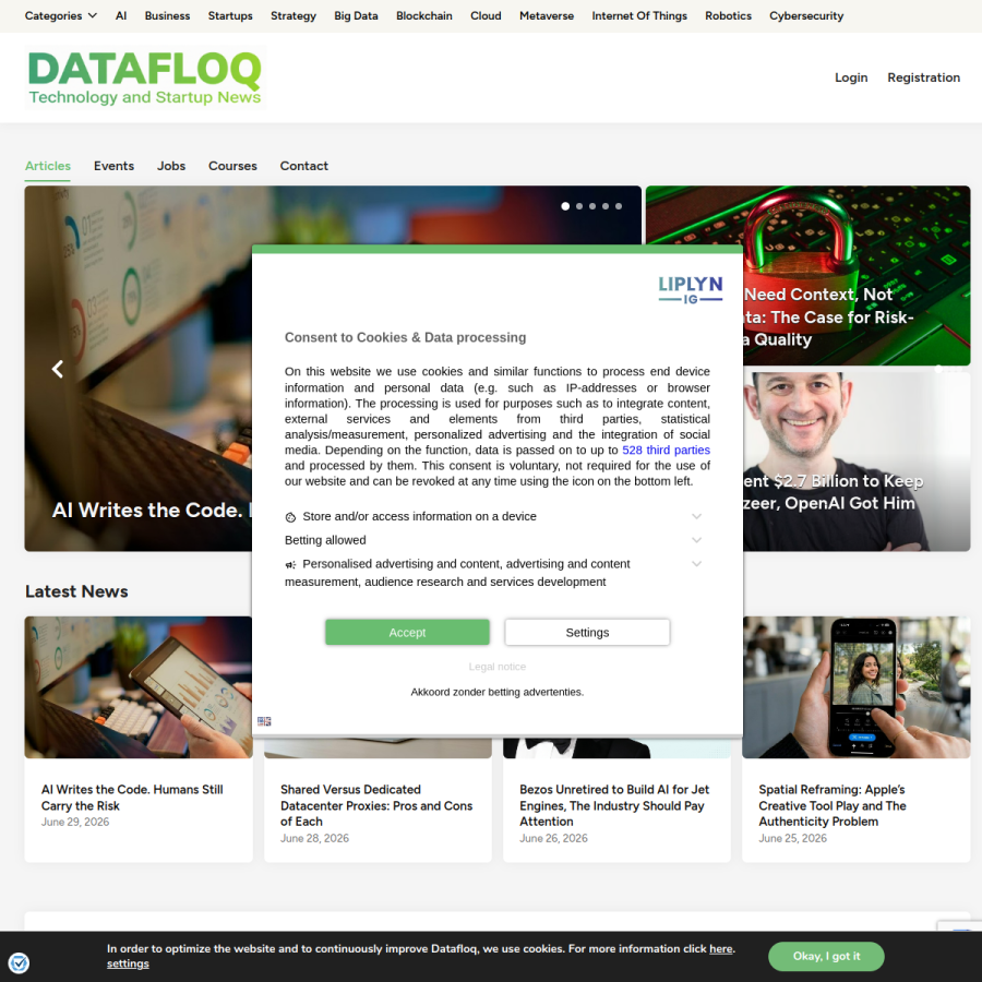 datafloq.com homepage screenshot